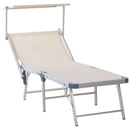 Outsunny Outdoor Lounger Fold 180° Reclining Chair w/ Adjustable Canopy Beige
