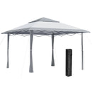 Outsunny 4 x 4m Outdoor Pop-Up Canopy Tent Gazebo Adjustable Legs Bag Grey