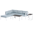 Outsunny 5-Piece Corner Garden Furniture Set w/ 2 Tables, White Aluminium Frame