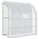 Outsunny Walk-In Lean to Wall Greenhouse w/Window&Door 200Lx 100W x 215Hcm White