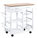 HOMCOM Kitchen Cart Trolley with Spice Racks, Baskets, Drawers for Dining Room