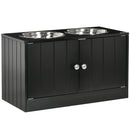 PawHut Raised Dog Bowls for Large Dogs Feeding Station w/ Stand, Storage - Black