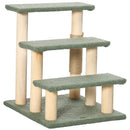 PawHut Dog Steps for Bed 3 Step Pet Stairs Cat Tree Tower w/ Jute Toy Ball Green