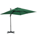 Outsunny Square Cantilever Roma Parasol 360° Rotation w/ Hand Crank, Green