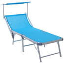 Outsunny Outdoor Lounger Fold 180° Reclining Chair w/ Adjustable Canopy Blue