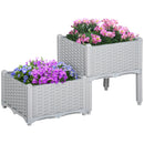 Outsunny 2-pieces Elevated Flower Bed Vegetable Herb Planter Plastic, Grey