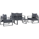 Outsunny 4 Piece Aluminium Outdoor Furniture Set w/ Table & Olefin Cushion Cover
