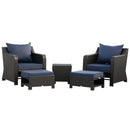 Outsunny 5pcs Outdoor Rattan Sofa Set w/ Storage Function Side Table & Ottoman
