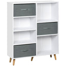 HOMCOM 7 Cube Storage Cabinet Shelving Unit with 3 Fabric Drawers White