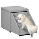 PawHut 2 in 1 Dog Steps Ottoman, Pet Stairs for Small Medium Dogs and Cats Grey