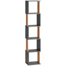 HOMCOM 5-Tier Bookshelf Freestanding Bookcase Storage Shelves Study, Dark Grey