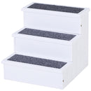 PawHut 3 Step Wooden Dog Steps Pet Stairs Cat Ladder for Bed with Storage White