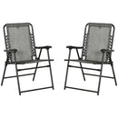 Outsunny 2Pcs Outdoor Patio Folding Chairs, Portable Garden Loungers Grey