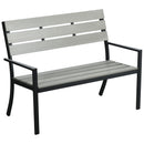 Outsunny 2 Seater Garden Bench with Steel Frame Garden Loveseat 122x65x92cm Grey