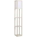 HOMCOM Floor Lamp Reading Lamp with 3-Tier Storage Shelf for Home Office Oak