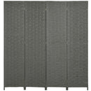 HOMCOM 4 Panel Folding Room Dividers for Wall, Privacy Screen Panels, Grey