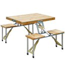 Outsunny Wooden Portable Folding Camping Picnic Table BBQ Chairs Stools Set