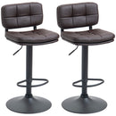 HOMCOM Swivel Bar Stools Set Of 2 PU Leather for Home Kitchen Counter Brown