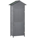 Outsunny Wood Garden Storage Shed Tool Cabinet w/ Felt Roof, 189x82x49cm, Grey