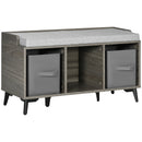 HOMCOM Upholstered Entryway Shoe Bench with Storage Fabric Drawers, Open Shelf