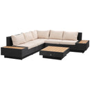 Outsunny 4Pcs Rattan Sofa Set Garden Furniture Set with Armrest Cushions Black