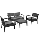 Outsunny  4PCS Patio PP Rattan Style Garden Loveseat, Armchairs & Tea Table Set