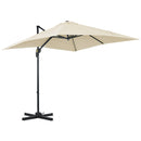 Outsunny Square Cantilever Roma Parasol 360° Rotation w/ Hand Crank, Cream White