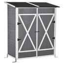 Outsunny Garden Storage Shed Tool Organizer w/ Table, 139x75x160cm, Dark Grey