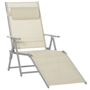 Outsunny Sling Patio Reclining Chaise Lounge Garden Furniture Folding, Beige