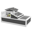PawHut Wooden Tortoise House Indoor Outdoor w/ Balcony, Tray, Openable Roof