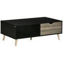 HOMCOM Modern Coffee Tables for Living Room w/ Shelves & Two Drawers, Black