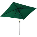 Outsunny 3x2m Patio Parasol Canopy Tilt Crank 6 Ribs Sun Shade Garden Green