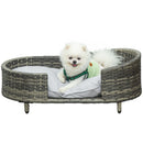 PawHut Wicker Dog Sofa Bed w/ Soft Water-resistant Cushion for Medium Small Dogs