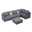 Outsunny Rattan Corner Sofa Set with Coffee Table - Grey