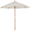 Outsunny 2.5m Wooden Garden Parasol Outdoor Umbrella Canopy w/ Vent Off-White
