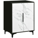 HOMCOM Storage Cabinet with Marble Effect Doors and Adjustable Shelf, Black
