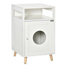 PawHut Cat Litter Box Enclosure End Table w/ Magnetic Door Multiple Storage