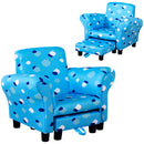 HOMCOM Cute Cloud Star Child Armchair Seat Wood Frame w/ Footrest Padding Blue