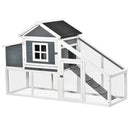 PawHut Wooden Chicken Coop w/Outside Run, Nesting Box, Slide Out Tray, Ramp