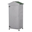 Outsunny 74x55x155cm Garden Storage Shed Cabinet 2 Shelves Hooks Lock Grey