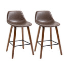 HOMCOM Counter Height Bar stools Set of 2 Mid-Back PU with Wood Legs, Brown