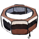 Fabric Pet Puppy Dog Cat Rabbit Pig Guinea Playpen Play Pen Run Brown Cream M