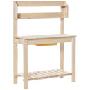 Outsunny Garden Potting Bench Workstation Table w/ Sliding Tabletop & Dry Sink