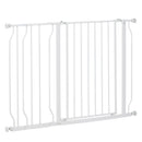 PawHut Dog Gate Wide Stair Gate w/ Door Pressure Fit, 75-115W cm, White