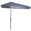 Outsunny 2.3m Half Round Parasol Garden Sun Umbrella Metal w/ Crank Grey