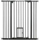 PawHut Extra Tall Dog Gate with Cat Door Auto Close for Stairs 74-101 cm Wide