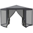 Outsunny Garden Hexagonal Gazebo Patio Outdoor Canopy Patio Party Tent Grey