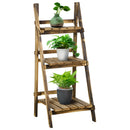 Outsunny 3-Tier Folding Wooden Flower Stand Plant Display for Garden Patio