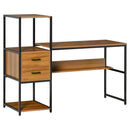 HOMCOM Industrial Computer Desk w/ Storage, Home Writing Table, Walnut Brown