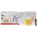 Clarins Beautiful New Beginnings Gift Set: - Body Scrub 30ml - Oil 100ml - Moisturiser 175ml - Eye Cream 3ml - Balm 15ml - Mascara 3.5ml - Case - Toy